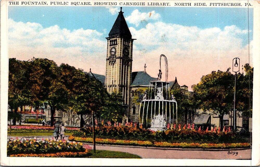 The Fountain Public Square Pittsburgh PA Vintage Postcard SP17-16